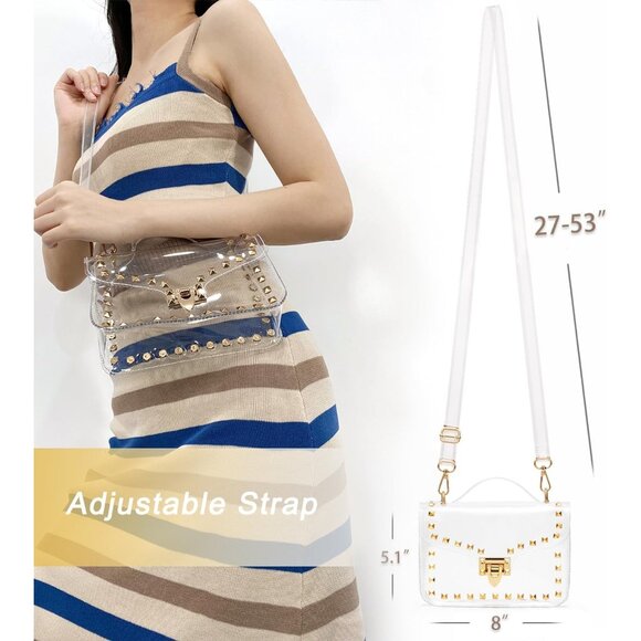 Clear Crossbody Bag Women Small Stadium Approved Waterproof PVC Elegant - Picture 2 of 6